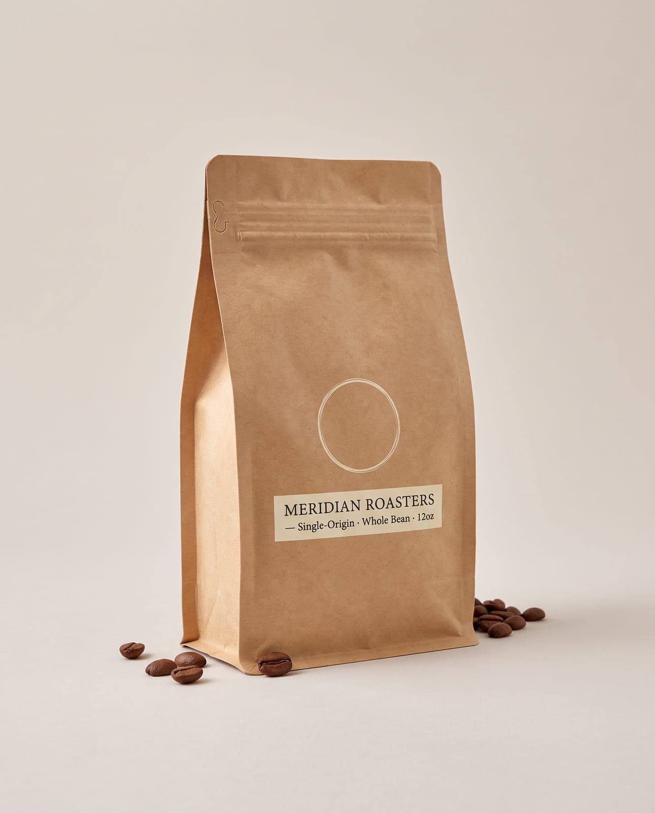 Meridian Roasters fictional coffee bag