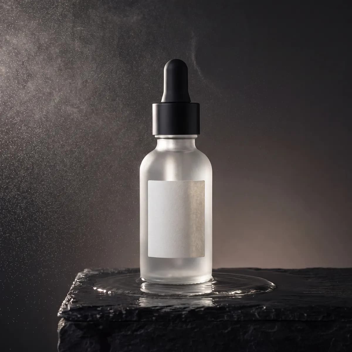 Vernal skincare bottle on a slate surface